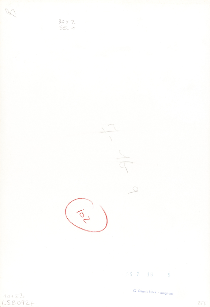 James Dean from the story »Moody New Star« by Dennis Stock (backside)